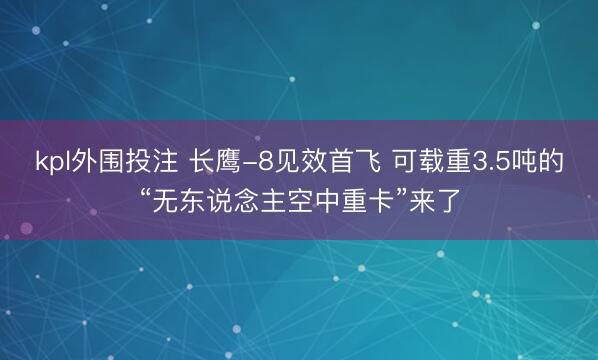kpl外围投注 长鹰-8见效首飞 可载重3.5吨的“无东说念主空中重卡”来了