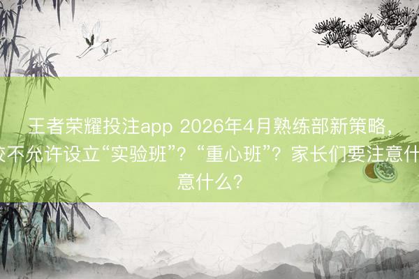 王者荣耀投注app 2026年4月熟练部新策略，学校不允许设立“实验班”？“重心班”？家长们要注意什么？