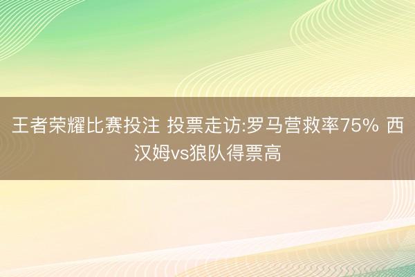 王者荣耀比赛投注 投票走访:罗马营救率75% 西汉姆vs狼队得票高