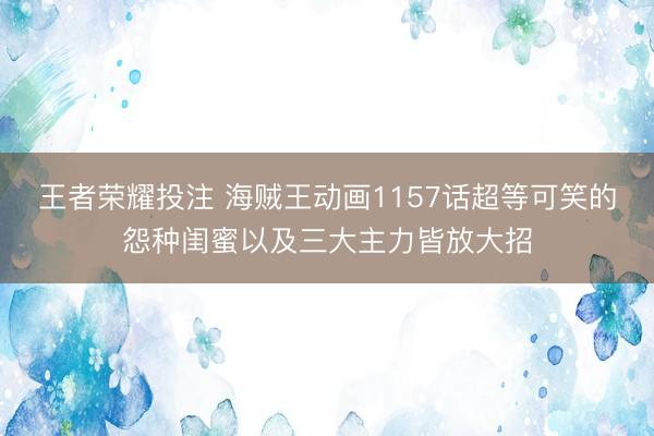 王者荣耀投注 海贼王动画1157话超等可笑的怨种闺蜜以及三大主力皆放大招